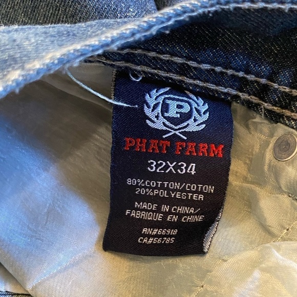 PHAT FARM 32 x 32 Embroidered Skinny Blue Jeans Men’s - Picture 6 of 6